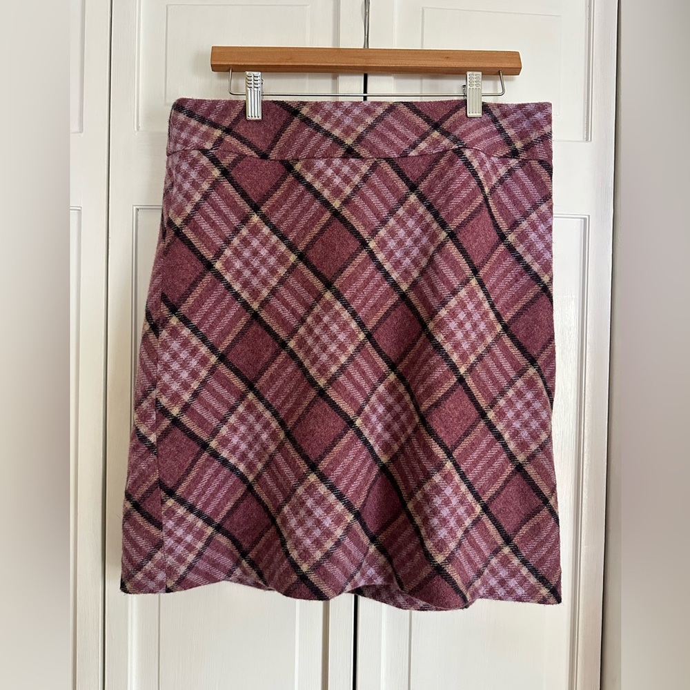 Talbots Womens Wool Blend Checked/Plaid Pencil Skirt Size 12 Pink Purple